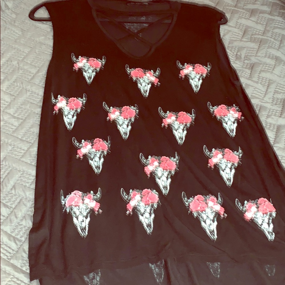 Cow skull with flower shirt